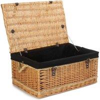 Red Hamper 62cm Rope Handled Picnic Basket with Black Lining in Brown