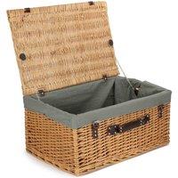 Red Hamper 60cm Buff Wicker Basket with Grey Lining