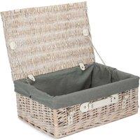 Red Hamper 45cm White Picnic Basket with Grey Lining