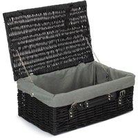 Red Hamper 46cm Empty Black Willow Picnic Basket With Grey Lining