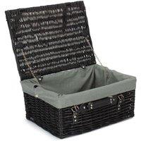 Red Hamper 41cm Empty Black Willow Picnic Basket With Grey Lining