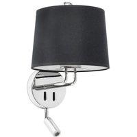 Netlighting Montreal Chrome Black Shade Wall Lamp With Reading Light in Grey