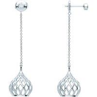 Jewelco London Women's Silver CZ Hanging Basket Lantern Shoulder Duster Drop Earrings - EAG1093 in White