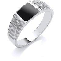 Silver Presidential Link Watch Strap Square Signet Ring - GVR986