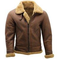 Infinity Leather Men's B3 WW2 Sheepskin Leather Aviator Jacket-Houston in Brown | Size: 4XL