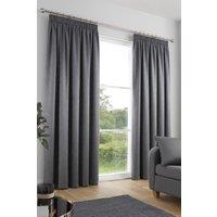 Fusion 'Galaxy' Pair of Light Reducing Thermal Effect Pencil Pleat Curtains in Charcoal | Size: 229 cm width x 183 cm drop