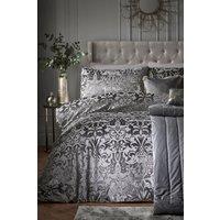 Laurence Llewelyn-Bowen 'Firenza' Damask Velvet Duvet Cover Set in Dark Grey | Size: Double