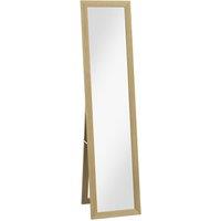HOMCOM Full Length Mirror, Farmhouse Wall Mirror, Hanging & Freestanding in Natural