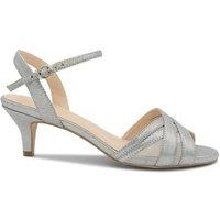 Paradox London Women's Shimmer 'Mowenna' Mid Heel Ankle Strap Sandals in Silver | Size: 6