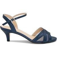 Paradox London Women's Shimmer 'Mowenna' Mid Heel Ankle Strap Sandals in Navy | Size: 7