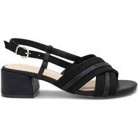 Paradox London Women's Wide Fit Faux Leather 'Nancy' Sling Back Low Block Heel Sandals in Black | Size: 4