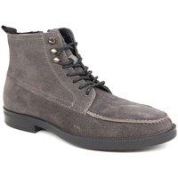 HX London Men's Ealing Suede Leather Lace Up Zip Boots in Grey | Size: 7