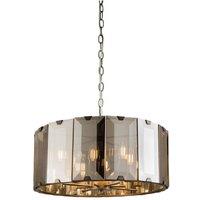 Netlighting Clooney 8 Light Ceiling Pendant Slate Grey Gloss Paint Smoke Cut Glass E14 in Clear