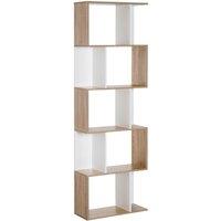 HOMCOM Bookcase Storage Display Shelving S Shape design Unit Divider Particle in Brown