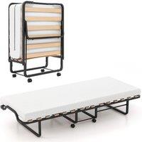 Costway Folding Bed w/ Mattress Portable Foldable Guest Bed Portable Rollaway Bed in White | Size: Cot Bed
