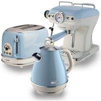 Ariete Jug Kettle, 2 Slice Toaster & Espresso Coffee Machine Set in Blue