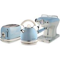 Ariete Vintage Dome Kettle, 2 Slice Toaster & Espresso Coffee Machine Set in Blue