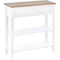 HOMCOM White Console Table Hallway Side Desk with Drawer 2 Shelves Worktop