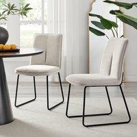 FurnitureboxUK Set of 2 Modern Chic Deep Padded Soft & Durable Stitched Fabric & Black Powder Coated Metal Leg Dining Chairs in Taupe