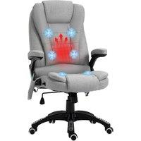 VINSETTO Office Chair, Ergonomic Desk Chair w/ 6-Point Massage & Back Heated, Linen-Feel Fabric Computer Gaming Chair w/ Adjustable Arms, Lumbar