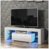 Creative Furniture Floe TV Unit 130cm - A Sleek & Elegant Cabinet with Gloss Doors & LED Lights in White