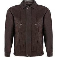 Infinity Leather Men's Classic Harrington Bomber Leather Jacket-Minsk in Brown | Size: Small