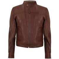 Infinity Leather Men's Classic Fitted Leather Biker Jacket-Austin in Brown | Size: 3XL