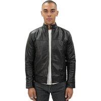 Infinity Leather Men's Retro Leather Biker Jacket-Amsterdam in Black | Size: 2XL