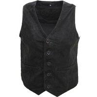 Infinity Leather Men's Classic Goat Suede Leather Waistcoat-Norwich in Black | Size: 3XL