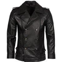 Infinity Leather Men's Cowhide Leather Peacoat-Leiden in Black | Size: Medium