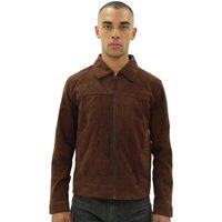 Infinity Leather Men's Retro Goat Suede Leather Harington Jacket-Zurich in Brown | Size: Medium