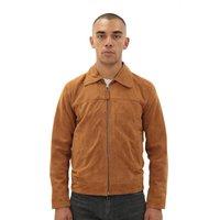 Infinity Leather Men's Retro Goat Suede Leather Harington Jacket-Zurich in Tan | Size: Small