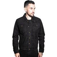 Infinity Leather Men's Goat Suede Leather Trucker Jacket-Taraz in Black | Size: Small