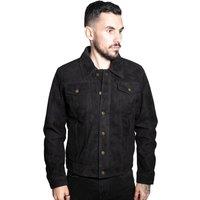 Infinity Leather Men's Goat Suede Leather Trucker Jacket-Taraz in Black | Size: 5XL