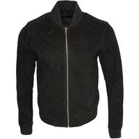 Infinity Leather Men's Retro Goat Suede Varsity Leather Bomber Jacket-Athens in Black | Size: 2XL