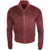 Infinity Leather Men's Retro Goat Suede Varsity Leather Bomber Jacket-Athens in Burgundy | Size: 4XL