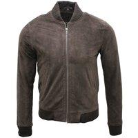 Infinity Leather Men's Retro Goat Suede Varsity Leather Bomber Jacket-Athens in Brown | Size: XS