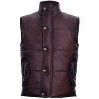 Infinity Leather Men's Classic Leather Puffer Waistcoat-Nottingham in Brown | Size: XS