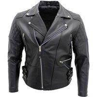 Infinity Leather Men's Cowhide Leather Biker Jacket-Nassau in Black | Size: XL