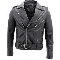 Infinity Leather Men's Classic Brando Leather Biker Jacket-Antalya in Black | Size: XL
