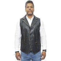 Infinity Leather Men's Smart Classic Leather Waistcoat-Bristol in Black | Size: XS
