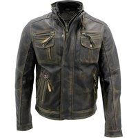 Infinity Leather Men's Leather Retro Biker Jacket-Toronto in Black | Size: Small