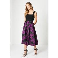 Ponte Bodice Dress With Jacquard Skirt