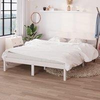 Berkfield Home Bed Frame White Solid Wood Pine 135x190 cm Double