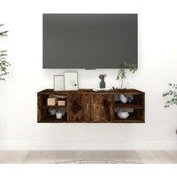 Berkfield Home Wall Shelf Smoked Oak 102x30x29 cm Engineered Wood in Brown | Size: 102 x 30 x 29 cm