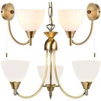 Loops 3 Lamp Ceiling & 2x Wall Light Pack Antique Brass Glass Matching Indoor Fittings in Clear