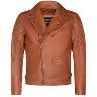 Infinity Leather Men's Cross Zip Leather Biker Jacket - Gibraltar in Tan | Size: Small