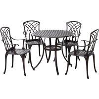 5 PCs Coffee Table Chairs Outdoor Garden Furniture Set with Hole