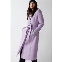 Warehouse Women's Belted Double Breasted italian wool Jacket in Lilac | Size: 8