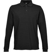TEE JAYS Men's Luxury Stretch Long Sleeve Polo Shirt in Black | Size: Large